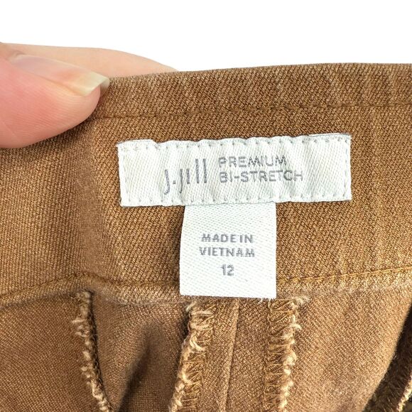 J. Jill Premium Bi-Stretch Pants Size 12 Brown Acorn Straight Leg Cotton Pockets - Picture 7 of 14